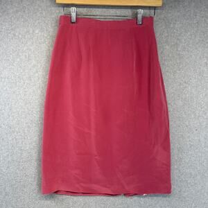 Vintage Skirt Size 6P Pink 100% Silk A-Line Back Button Comfort Lined Unbranded